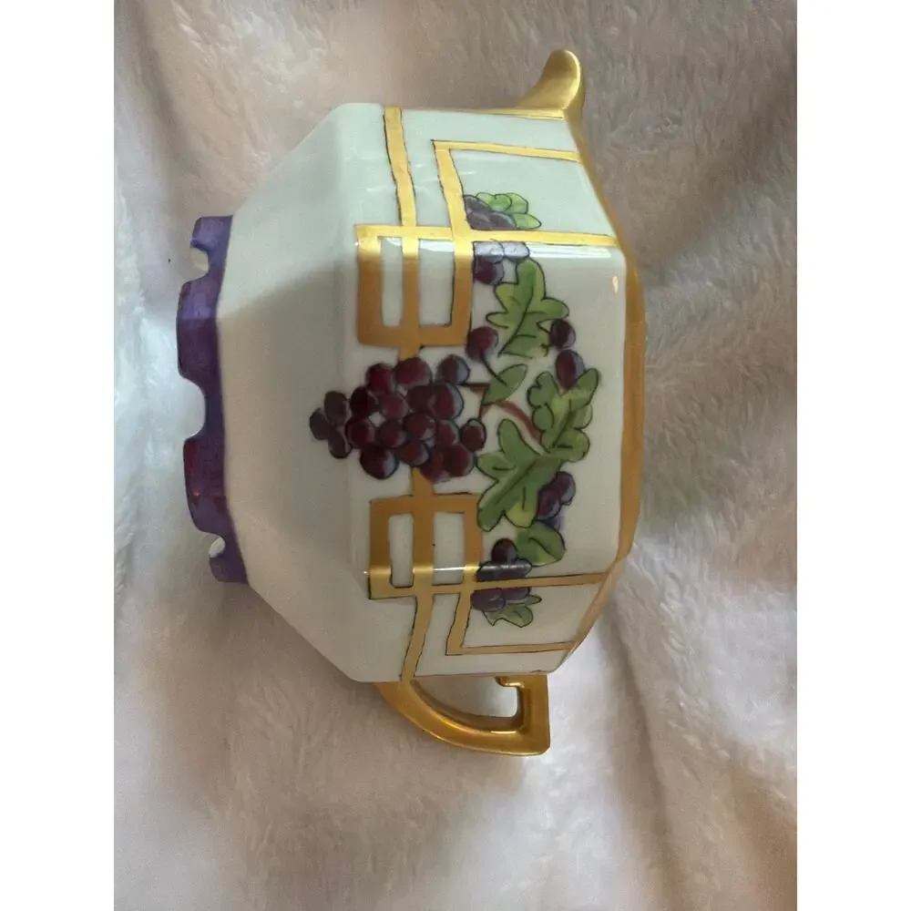 Antique Union Limoges Hand Painted Grape Creamer Eleanor McC Taetz Gold Trim